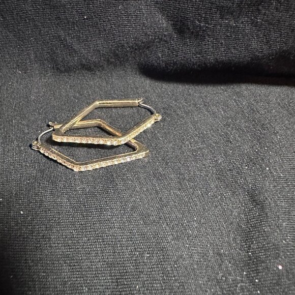 ✨ Gold Geometric Rhinestone Hoop Earrings | Cassandra & Co. Boutique Collection - Picture 6 of 7